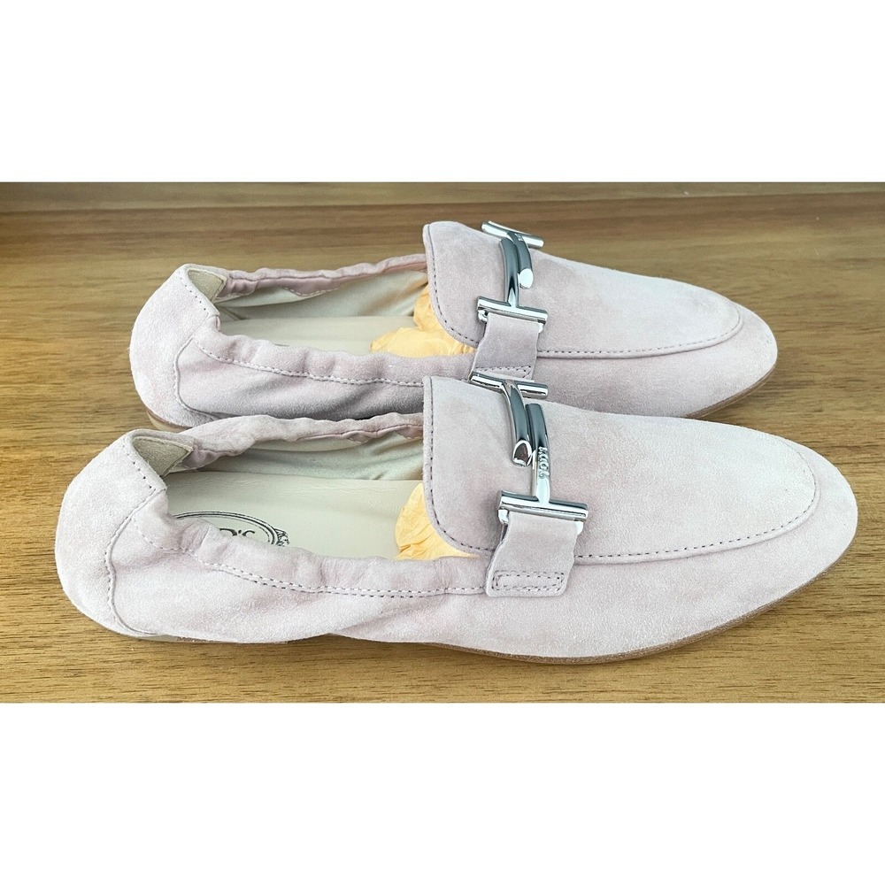 TOD's Women Pink Suede 79A Moccasino Doppio Slip on Loafer shoe, Sz 40 - Picture 4 of 9